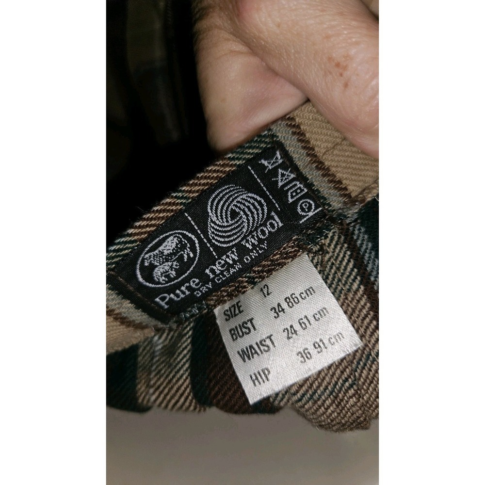 Vtg The Woolmark Company Pure New Wool Tartan Plaid Midi Wrap Skirt Size 12 - Picture 4 of 4